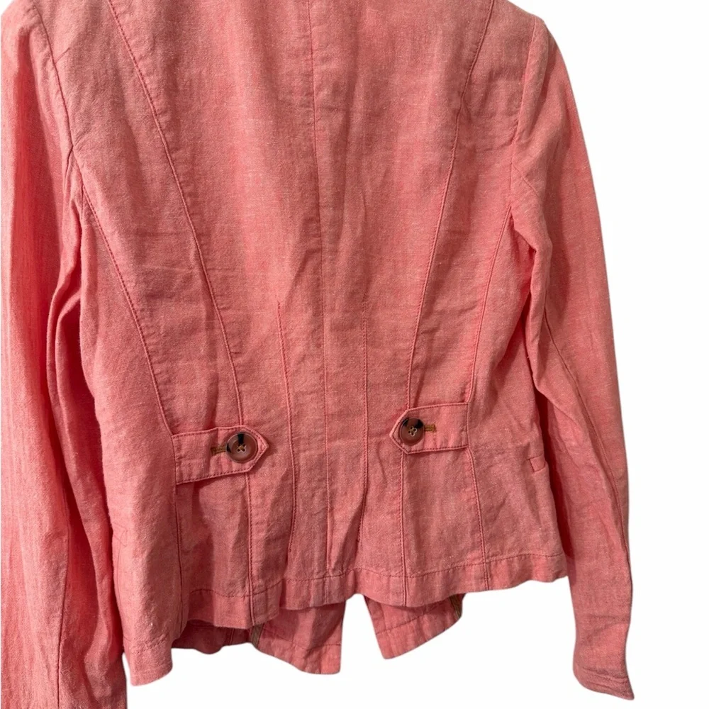 Anthropologie Size 4 Tailored Seaboard Pink Jacket Linen Cotton Blend